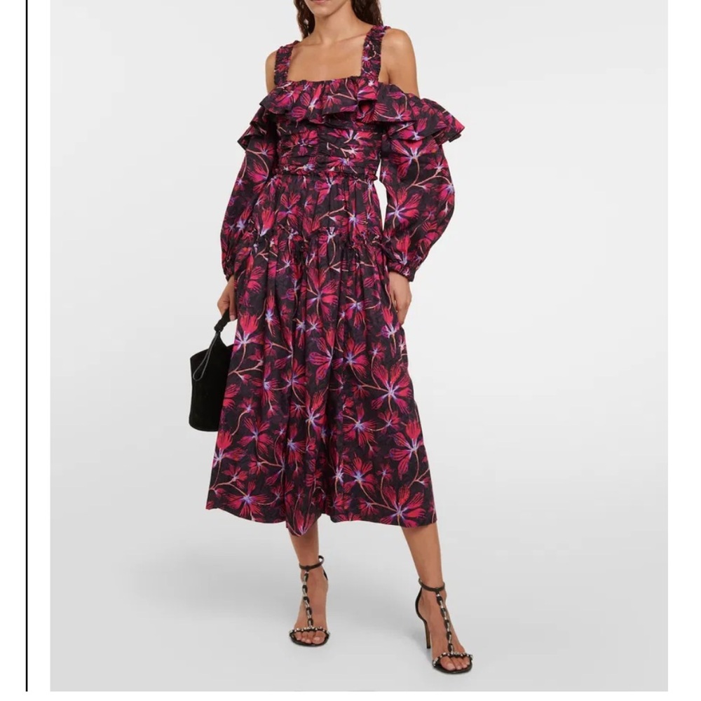 ULLA Johnson Dress Caprice Kjole Floral Cotton Poplin Midi dress women SZ 2 NWOT